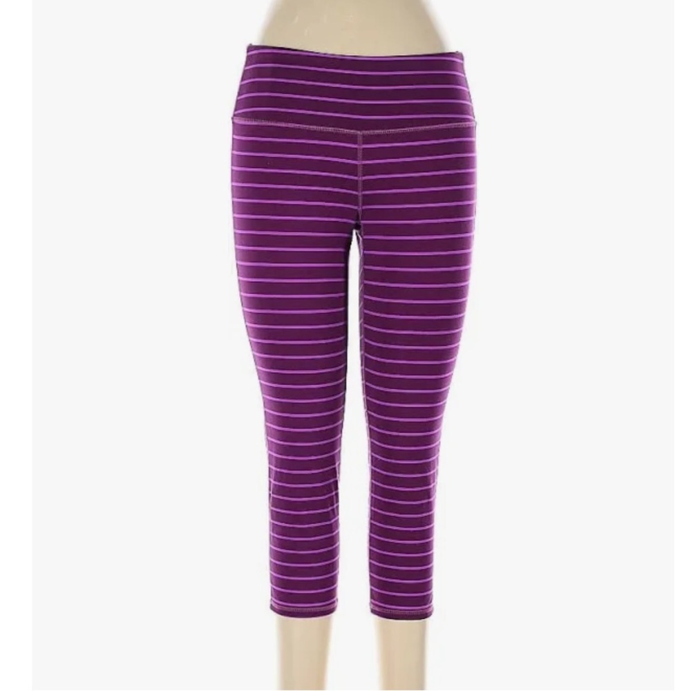 Athleta Leggings Purple Stripes Regular Activewear for Women's Size Medium